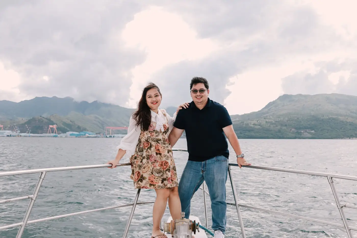 The owners of Wideplate Restaurant on a boat off the Zambales coast