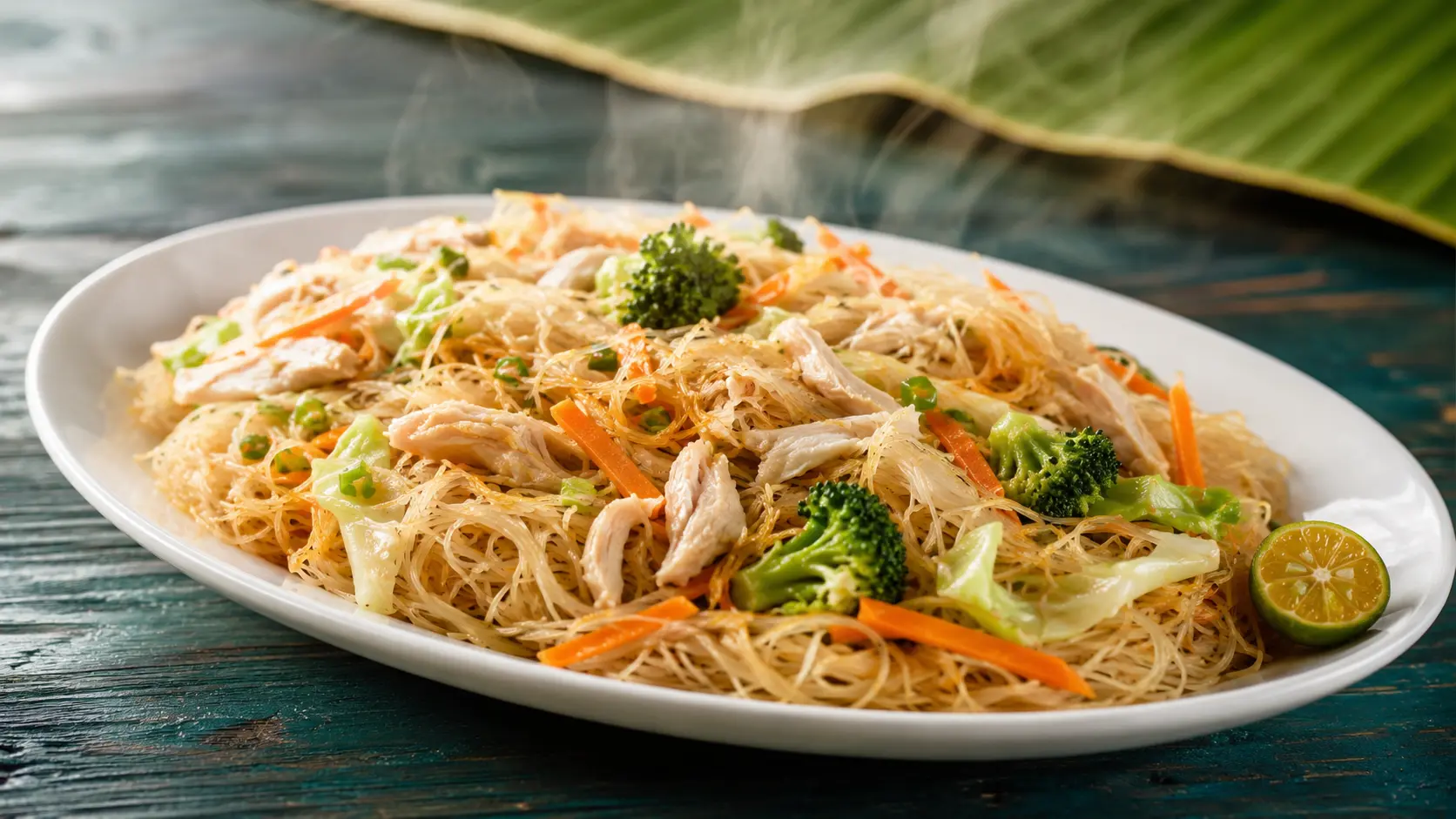 Pansit Bihon with chicken breast and liver